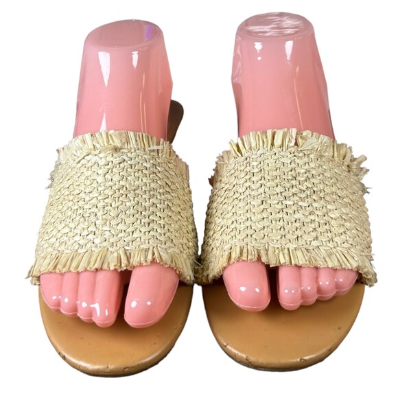 J. Crew Factory Raffia Straw Natural Slides Sandals Women's Size 8.5 - Picture 9 of 10
